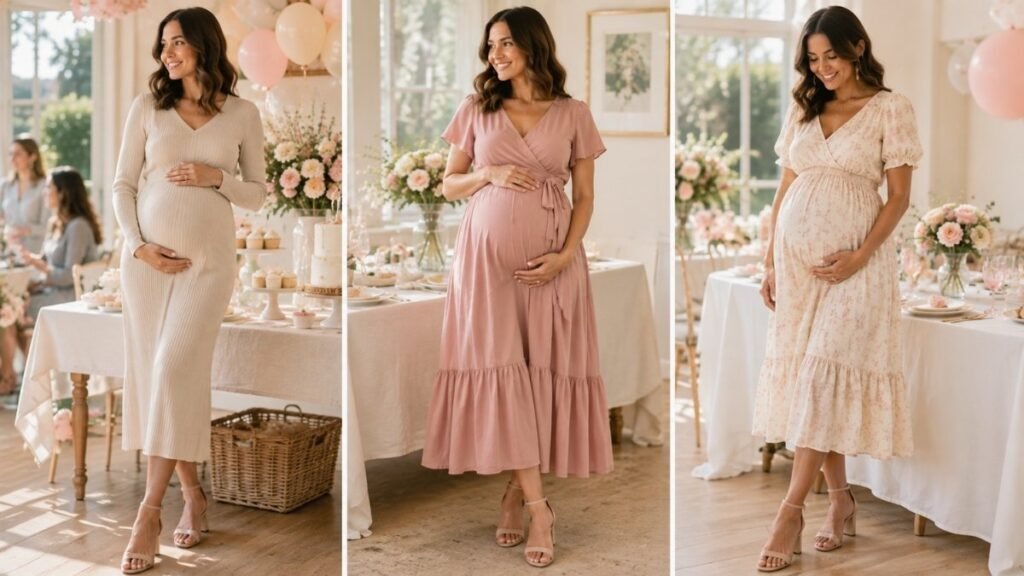 Comfortable and stylish baby shower outfits for moms-to-be